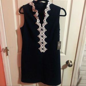 Vince Camuto | Sheath Mini Dress Navy Blue White (8)